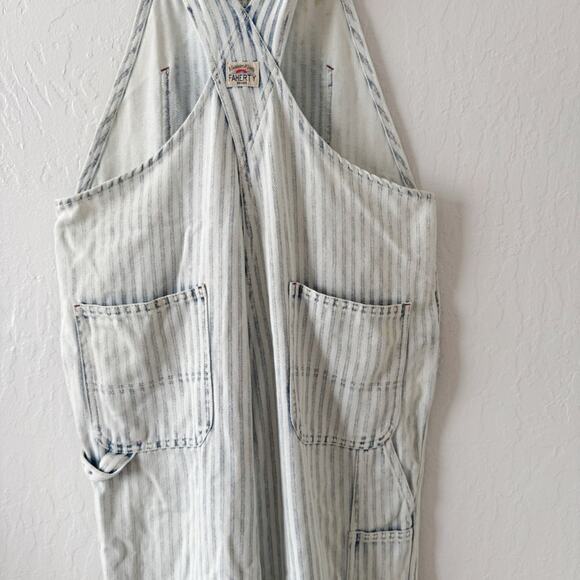 Faherty Topsail Overalls Light Wash Blue Striped Railroad - Picture 13 of 16